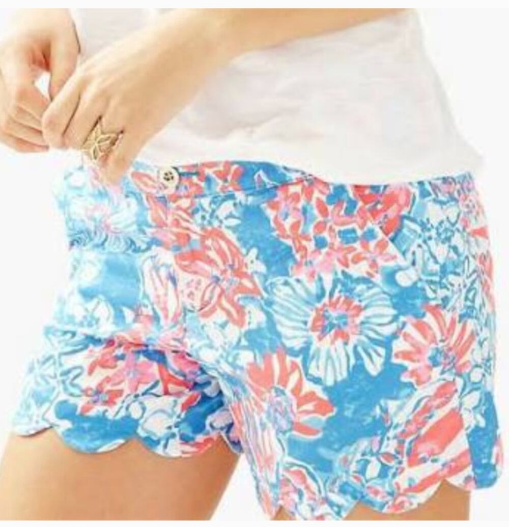 Lilly Pulitzer The ButterCup Shorts Bay Blue Pop Pop Glow Size 0
